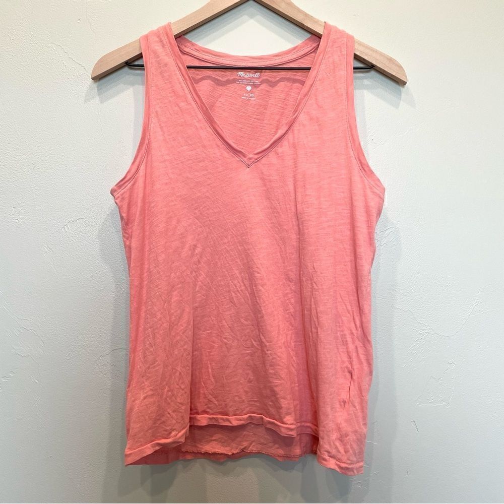 Madewell Peach Pink V-Neck Tank Top - Size: XS